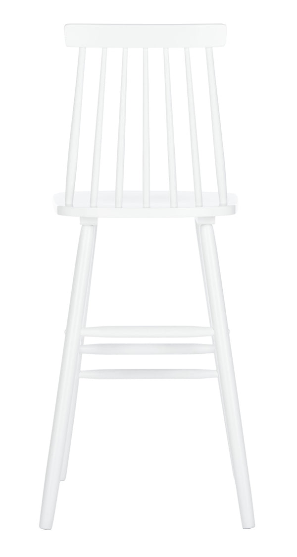 Safavieh BEAUFORT Bar Stool Set of Two - Elegant Solid Rubberwood with Open Spindle Back for Modern Comfort White BST8500A-SET2