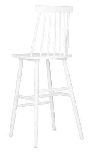 Safavieh BEAUFORT Bar Stool Set of Two - Elegant Solid Rubberwood with Open Spindle Back for Modern Comfort White BST8500A-SET2