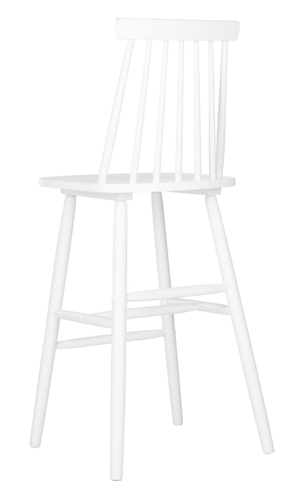 Safavieh BEAUFORT Bar Stool Set of Two - Elegant Solid Rubberwood with Open Spindle Back for Modern Comfort White BST8500A-SET2