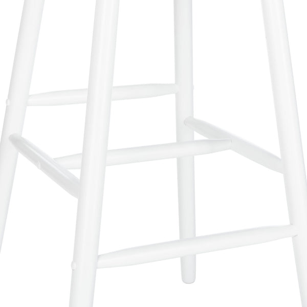 Safavieh BEAUFORT Bar Stool Set of Two - Elegant Solid Rubberwood with Open Spindle Back for Modern Comfort White BST8500A-SET2