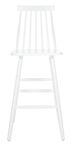 Safavieh BEAUFORT Bar Stool Set of Two - Elegant Solid Rubberwood with Open Spindle Back for Modern Comfort White BST8500A-SET2