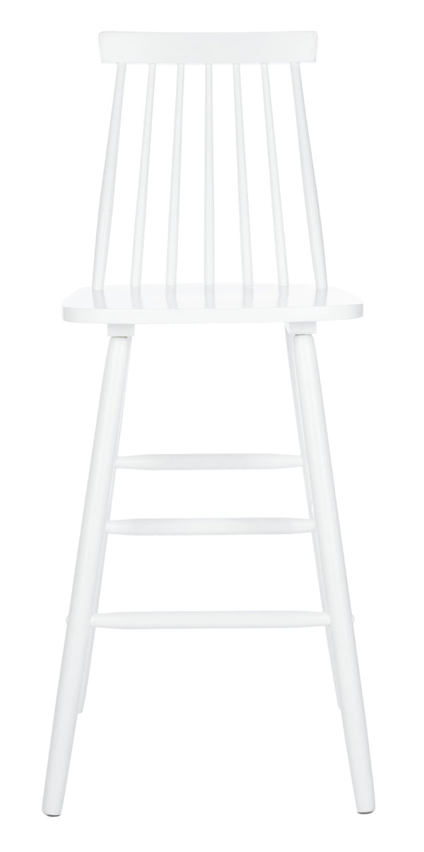 Safavieh BEAUFORT Bar Stool Set of Two - Elegant Solid Rubberwood with Open Spindle Back for Modern Comfort White BST8500A-SET2