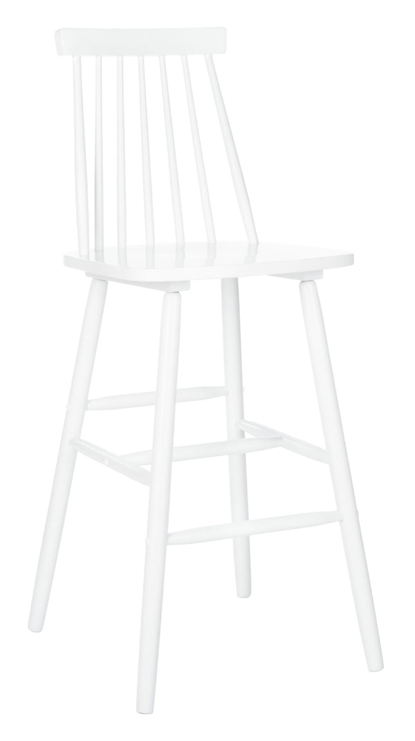 Safavieh BEAUFORT Bar Stool Set of Two - Elegant Solid Rubberwood with Open Spindle Back for Modern Comfort White BST8500A-SET2