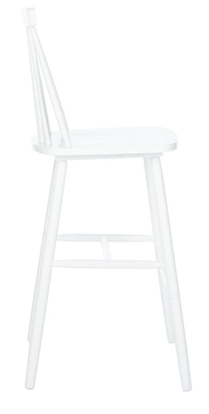 Safavieh BEAUFORT Bar Stool Set of Two - Elegant Solid Rubberwood with Open Spindle Back for Modern Comfort White BST8500A-SET2