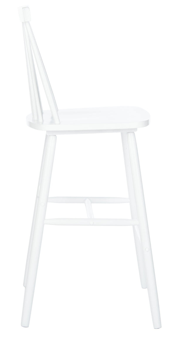 Safavieh BEAUFORT Bar Stool Set of Two - Elegant Solid Rubberwood with Open Spindle Back for Modern Comfort White BST8500A-SET2