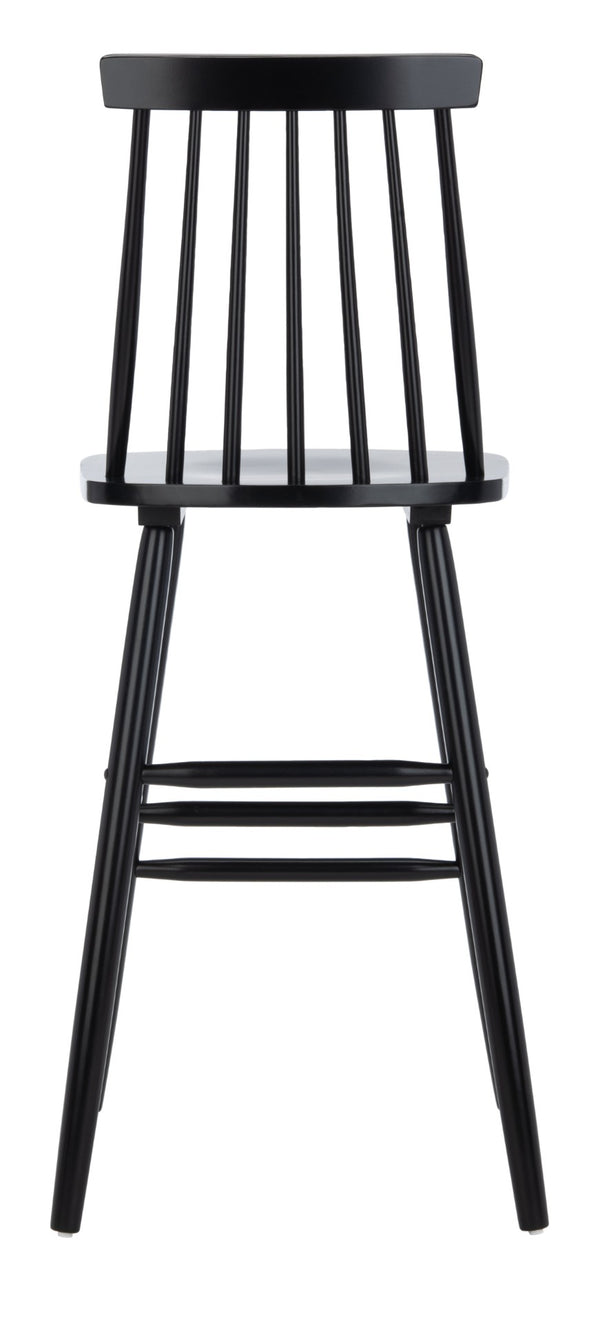Safavieh BEAUFORT Bar Stool Set of Two - Elegant Solid Rubberwood with Open Spindle Back for Modern Comfort Black BST8500B-SET2