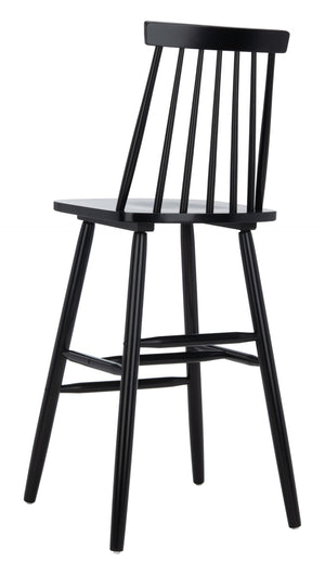 Safavieh BEAUFORT Bar Stool Set of Two - Elegant Solid Rubberwood with Open Spindle Back for Modern Comfort Black BST8500B-SET2