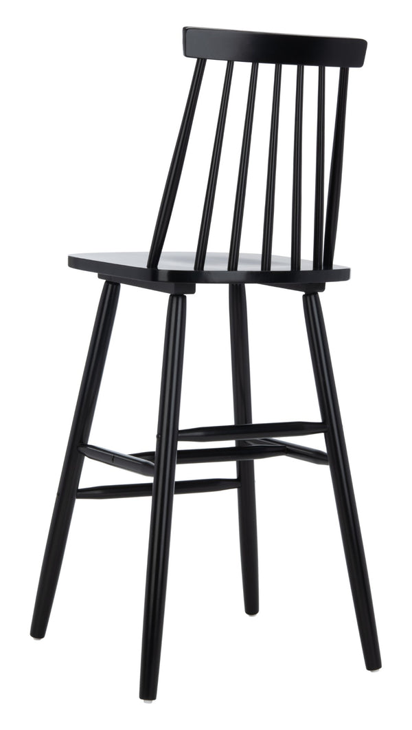 Safavieh BEAUFORT Bar Stool Set of Two - Elegant Solid Rubberwood with Open Spindle Back for Modern Comfort Black BST8500B-SET2