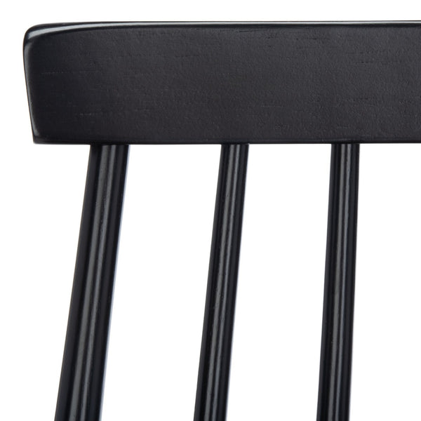 Safavieh BEAUFORT Bar Stool Set of Two - Elegant Solid Rubberwood with Open Spindle Back for Modern Comfort Black BST8500B-SET2