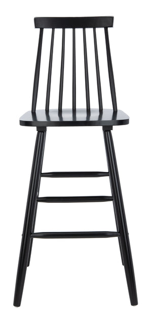 Safavieh BEAUFORT Bar Stool Set of Two - Elegant Solid Rubberwood with Open Spindle Back for Modern Comfort Black BST8500B-SET2