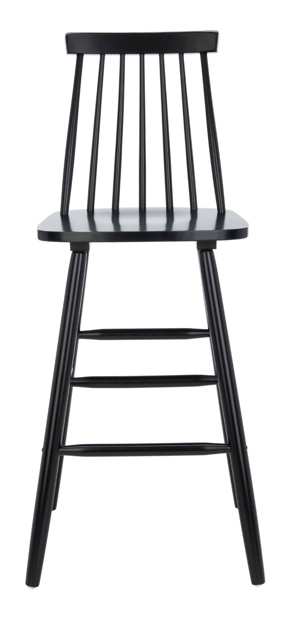 Safavieh BEAUFORT Bar Stool Set of Two - Elegant Solid Rubberwood with Open Spindle Back for Modern Comfort Black BST8500B-SET2