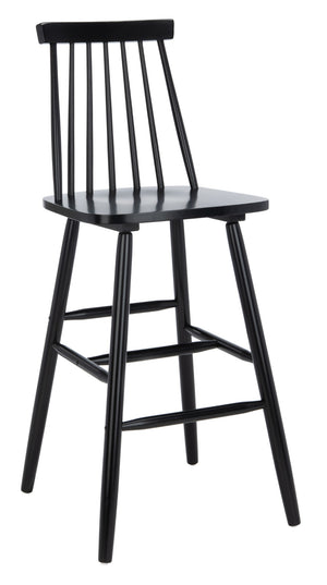 Safavieh BEAUFORT Bar Stool Set of Two - Elegant Solid Rubberwood with Open Spindle Back for Modern Comfort Black BST8500B-SET2