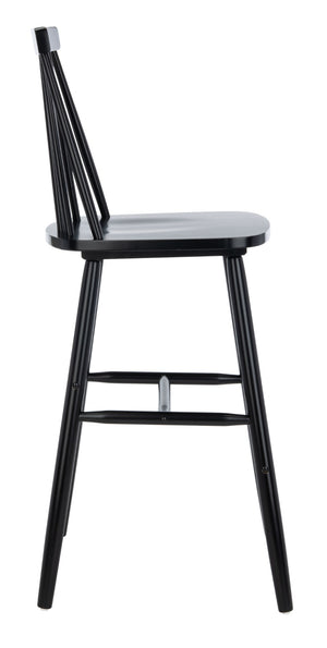 Safavieh BEAUFORT Bar Stool Set of Two - Elegant Solid Rubberwood with Open Spindle Back for Modern Comfort Black BST8500B-SET2