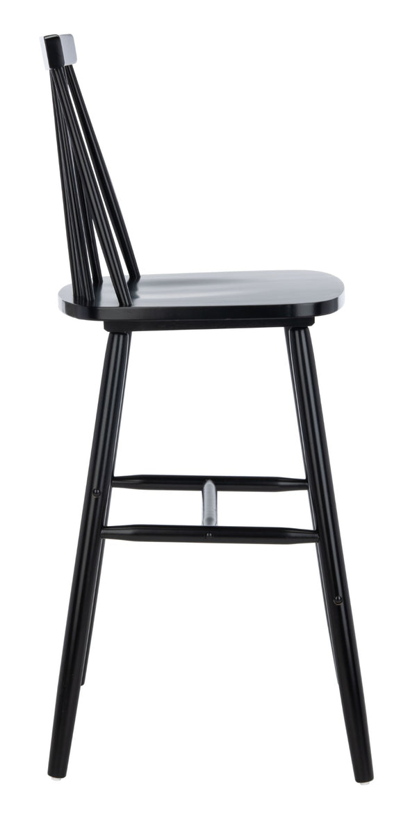 Safavieh BEAUFORT Bar Stool Set of Two - Elegant Solid Rubberwood with Open Spindle Back for Modern Comfort Black BST8500B-SET2