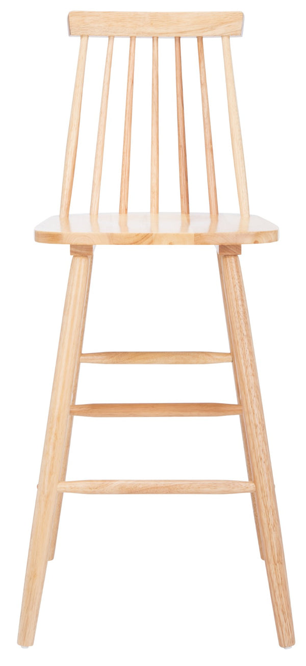 Safavieh BEAUFORT Bar Stool Set of Two - Elegant Solid Rubberwood with Open Spindle Back for Modern Comfort Natural BST8500C-SET2