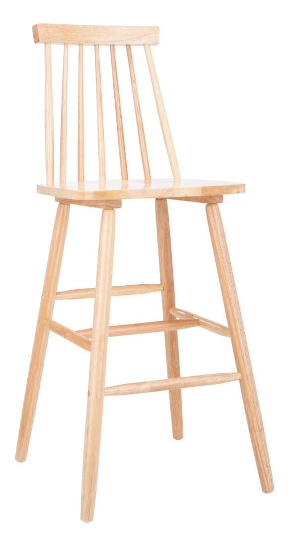Safavieh BEAUFORT Bar Stool Set of Two - Elegant Solid Rubberwood with Open Spindle Back for Modern Comfort Natural BST8500C-SET2