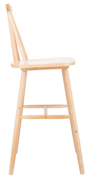 Safavieh BEAUFORT Bar Stool Set of Two - Elegant Solid Rubberwood with Open Spindle Back for Modern Comfort Natural BST8500C-SET2