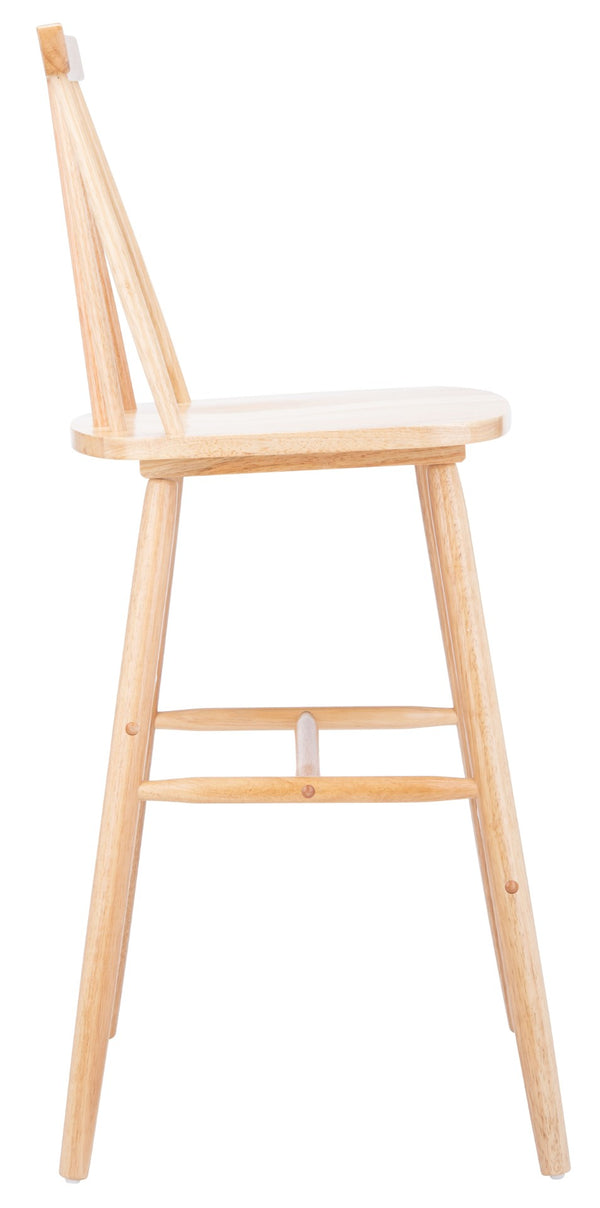 Safavieh BEAUFORT Bar Stool Set of Two - Elegant Solid Rubberwood with Open Spindle Back for Modern Comfort Natural BST8500C-SET2