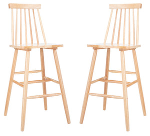 Safavieh BEAUFORT Bar Stool Set of Two - Elegant Solid Rubberwood with Open Spindle Back for Modern Comfort Natural BST8500C-SET2