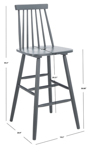 Safavieh BEAUFORT Bar Stool Set of Two - Elegant Solid Rubberwood with Open Spindle Back for Modern Comfort Grey BST8500D-SET2