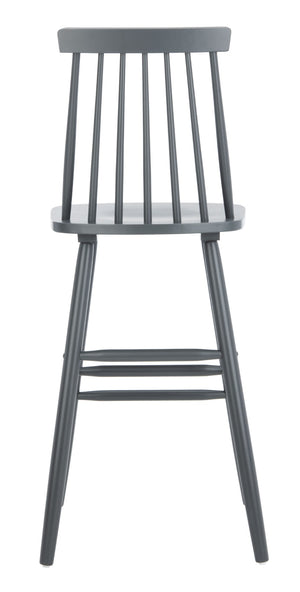 Safavieh BEAUFORT Bar Stool Set of Two - Elegant Solid Rubberwood with Open Spindle Back for Modern Comfort Grey BST8500D-SET2