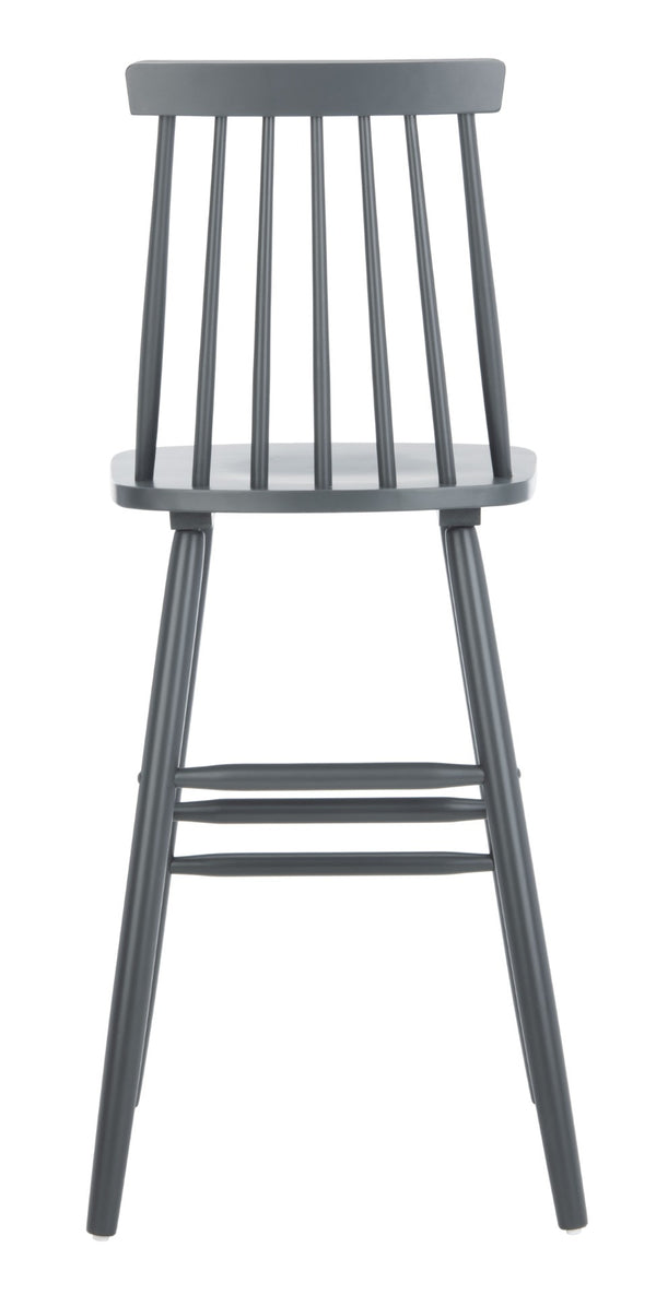 Safavieh BEAUFORT Bar Stool Set of Two - Elegant Solid Rubberwood with Open Spindle Back for Modern Comfort Grey BST8500D-SET2