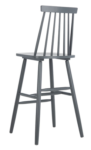 Safavieh BEAUFORT Bar Stool Set of Two - Elegant Solid Rubberwood with Open Spindle Back for Modern Comfort Grey BST8500D-SET2
