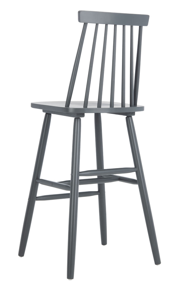 Safavieh BEAUFORT Bar Stool Set of Two - Elegant Solid Rubberwood with Open Spindle Back for Modern Comfort Grey BST8500D-SET2