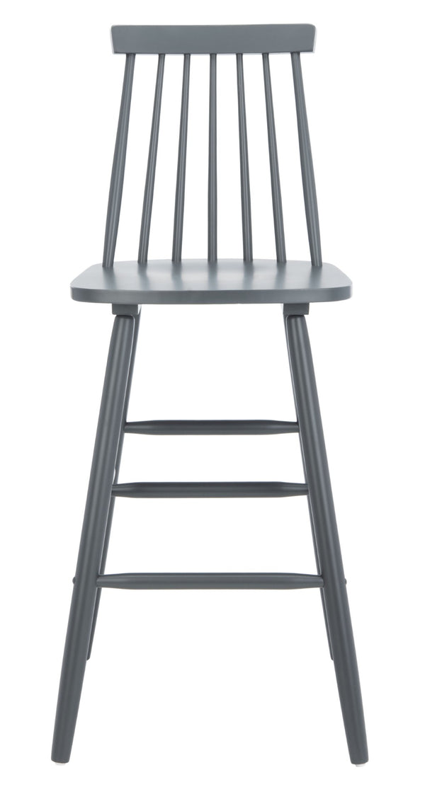 Safavieh BEAUFORT Bar Stool Set of Two - Elegant Solid Rubberwood with Open Spindle Back for Modern Comfort Grey BST8500D-SET2