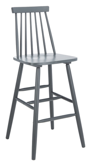 Safavieh BEAUFORT Bar Stool Set of Two - Elegant Solid Rubberwood with Open Spindle Back for Modern Comfort Grey BST8500D-SET2