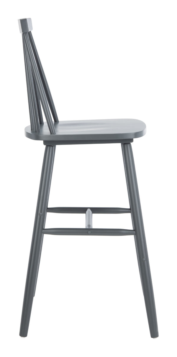 Safavieh BEAUFORT Bar Stool Set of Two - Elegant Solid Rubberwood with Open Spindle Back for Modern Comfort Grey BST8500D-SET2