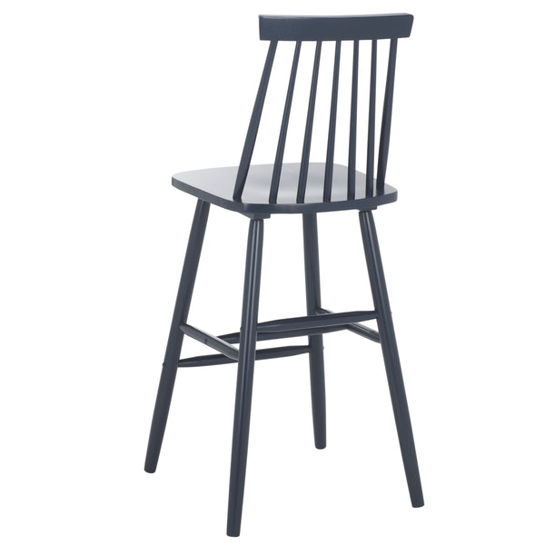 Safavieh Beaufort Bar Stool Set Of 2 - Stylish Rubberwood Design With Open Air Spindle Back For Any Decor Navy Wood Bst8500e-set2