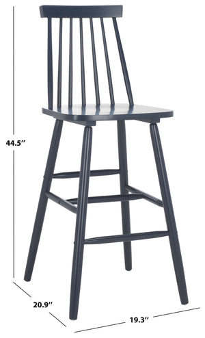 Safavieh Beaufort Bar Stool Set Of 2 - Stylish Rubberwood Design With Open Air Spindle Back For Any Decor Navy Wood Bst8500e-set2