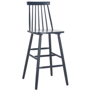Safavieh Beaufort Bar Stool Set Of 2 - Stylish Rubberwood Design With Open Air Spindle Back For Any Decor Navy Wood Bst8500e-set2