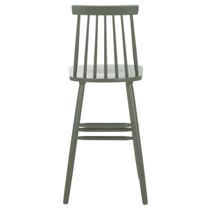 Safavieh Beaufort Bar Stool Set Of 2 - Stylish Rubberwood Design With Open Air Spindle Back For Any Decor Dusty Green Wood Bst8500f-set2