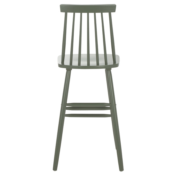 Safavieh Beaufort Bar Stool Set Of 2 - Stylish Rubberwood Design With Open Air Spindle Back For Any Decor Dusty Green Wood Bst8500f-set2