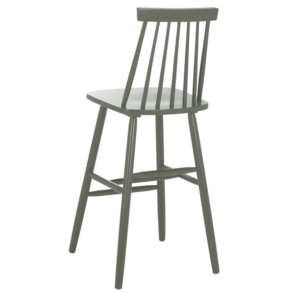 Safavieh Beaufort Bar Stool Set Of 2 - Stylish Rubberwood Design With Open Air Spindle Back For Any Decor Dusty Green Wood Bst8500f-set2