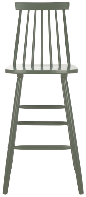 Safavieh Beaufort Bar Stool Set Of 2 - Stylish Rubberwood Design With Open Air Spindle Back For Any Decor Dusty Green Wood Bst8500f-set2