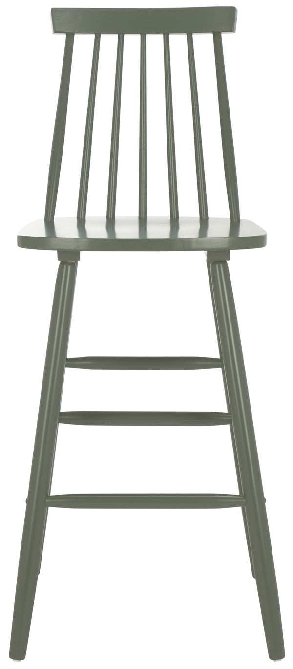 Safavieh Beaufort Bar Stool Set Of 2 - Stylish Rubberwood Design With Open Air Spindle Back For Any Decor Dusty Green Wood Bst8500f-set2