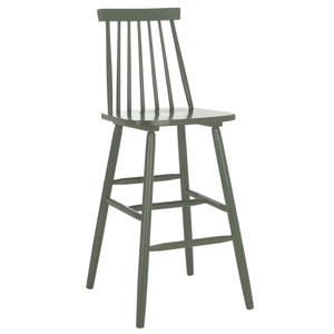 Safavieh Beaufort Bar Stool Set Of 2 - Stylish Rubberwood Design With Open Air Spindle Back For Any Decor Dusty Green Wood Bst8500f-set2