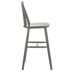 Safavieh Beaufort Bar Stool Set Of 2 - Stylish Rubberwood Design With Open Air Spindle Back For Any Decor Dusty Green Wood Bst8500f-set2