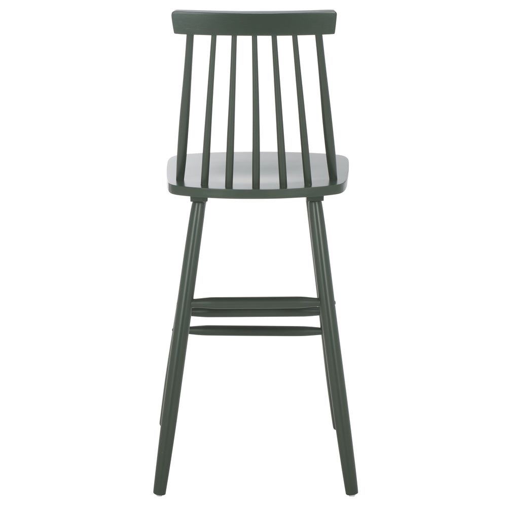 Safavieh Beaufort Bar Stool Set Of 2 - Stylish Rubberwood Design With Open Air Spindle Back For Any Decor Garden Green Wood Bst8500g-set2