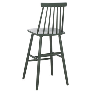 Safavieh Beaufort Bar Stool Set Of 2 - Stylish Rubberwood Design With Open Air Spindle Back For Any Decor Garden Green Wood Bst8500g-set2