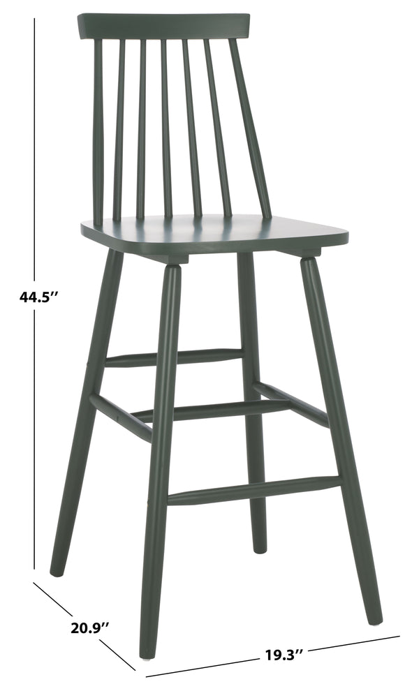 Safavieh Beaufort Bar Stool Set Of 2 - Stylish Rubberwood Design With Open Air Spindle Back For Any Decor Garden Green Wood Bst8500g-set2