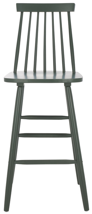 Safavieh Beaufort Bar Stool Set Of 2 - Stylish Rubberwood Design With Open Air Spindle Back For Any Decor Garden Green Wood Bst8500g-set2