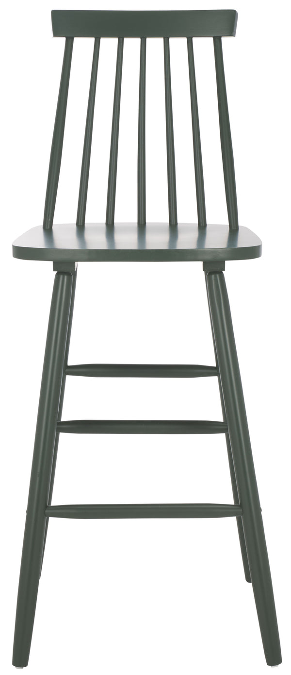 Safavieh Beaufort Bar Stool Set Of 2 - Stylish Rubberwood Design With Open Air Spindle Back For Any Decor Garden Green Wood Bst8500g-set2