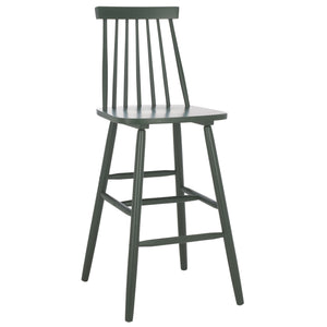 Safavieh Beaufort Bar Stool Set Of 2 - Stylish Rubberwood Design With Open Air Spindle Back For Any Decor Garden Green Wood Bst8500g-set2