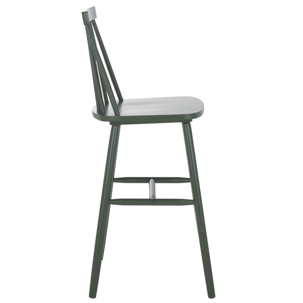 Safavieh Beaufort Bar Stool Set Of 2 - Stylish Rubberwood Design With Open Air Spindle Back For Any Decor Garden Green Wood Bst8500g-set2