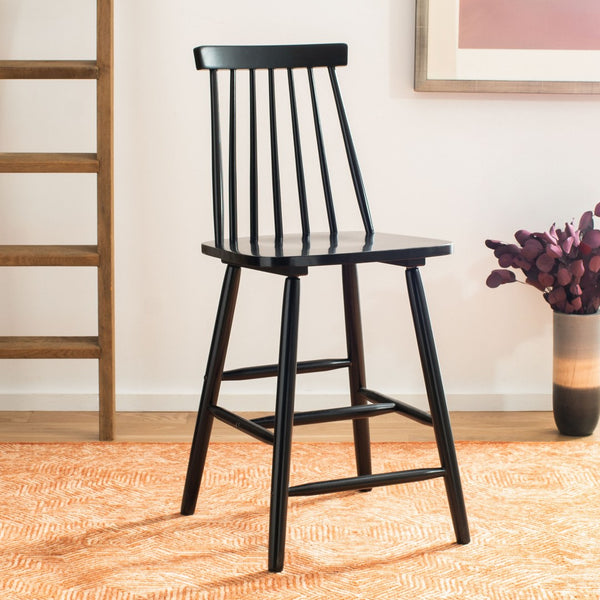 Safavieh BEAUFORT Counter Stool - Stylish Spindle Back Design for Modern Farmhouse Charm - Set of Two Black BST8501B-SET2