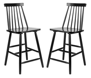 Safavieh BEAUFORT Counter Stool - Stylish Spindle Back Design for Modern Farmhouse Charm - Set of Two Black BST8501B-SET2